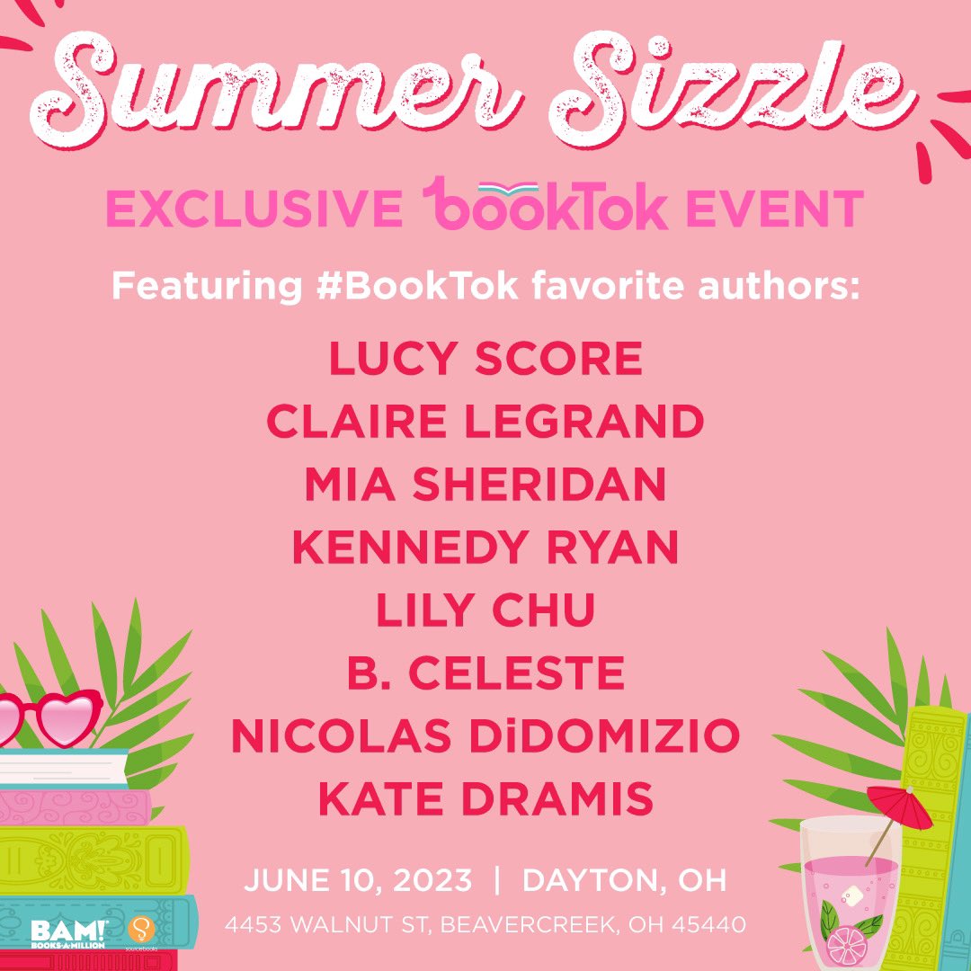 Ohio readers! I’m so excited to join this all-star lineup of authors for an exclusive #booktok event hosted by <a href="/booksamillion/">Books-A-Million</a> THIS SATURDAY 6/10 - tickets are still available but going fast! 🎟️💨 eventbrite.com/e/summer-sizzl…