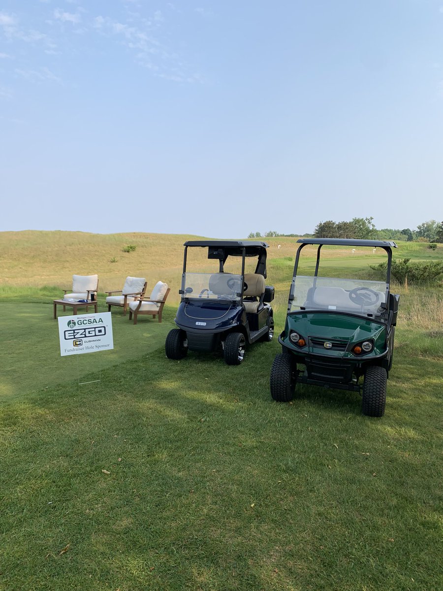 loganmay44's tweet photo. Had a great time at @Arcadia_Bluffs for the @MiGCSA Wee One Foundation fundraiser. It was a beautiful day to showcase @EZGOvehicles and @CushmanVehicles. Brought some @POLYWOOD furniture from the house so our team could relax in style all day, was a huge hit with everybody! https://t.co/4hCdIIhkGv