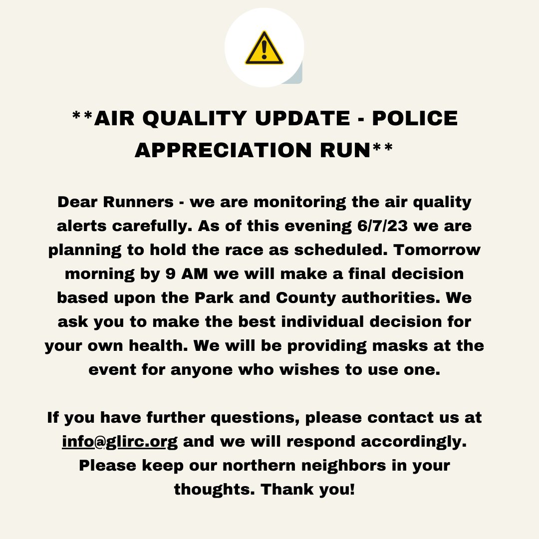 **AIR QUALITY UPDATE - POLICE APPRECIATION RUN**