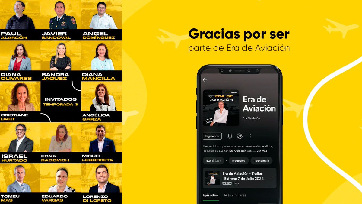 EradeAviacion's tweet photo. A mis colaboradores, todas las personas que me han escrito por privado, que se han suscrito al programa, a quienes semana tras semana me escuchan y aprenden conmigo, y especialmente a quienes estuvieron contándome más sobre su lugar dentro de este apasionante mundo: GRACIAS.

La tercera temporada de #EradeAviación no hubiese sido posible sin ustedes.

Qué viaje tan ligero, tan enriquecedor, y tan fortuito. Espero volver a verlos durante el próximo vuelo, ¿estarán ahí acompañándome? ✈️