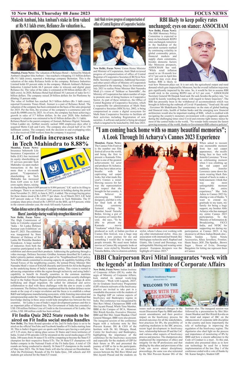 #fnind #English #Page of #FocusNews of 08th June 2023 <a href="/itiacharya/">iti acharya</a> <a href="/ASSOCHAM4India/">ASSOCHAM</a>