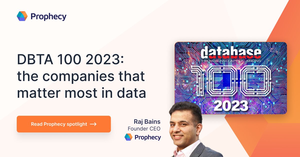 🎉 We are thrilled to be featured in this year's DBTA 100 list 🎉🔗 Read our spotlight to learn how Prophecy is driving innovation in data engineering with low code 👉 lnkd.in/gg2RB4zB