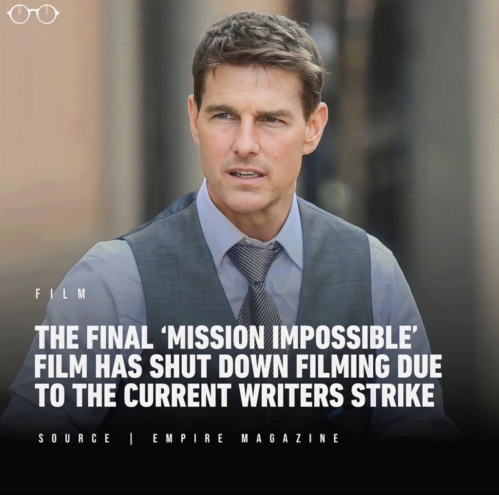 According to Empire Magazine, production on 'Mission: Impossible - Dead Reckoning Part Two' has officially been shut down due to the 2023 Writers Guild of America strike.

The film, which has reached 40% completion, was originally slated for a theatrical release in June 2024.