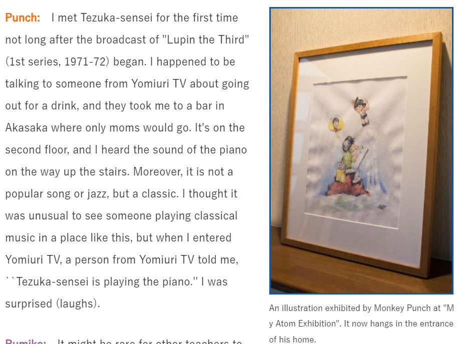 Monkey Punch reminiscing the first time he met Osamu Tezuka: