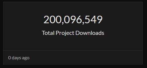 Mrbysco's tweet photo. Thank you for the 200 million total downloads 😯 @CurseForge @TheOverwolf https://t.co/ekjxt5CQAc