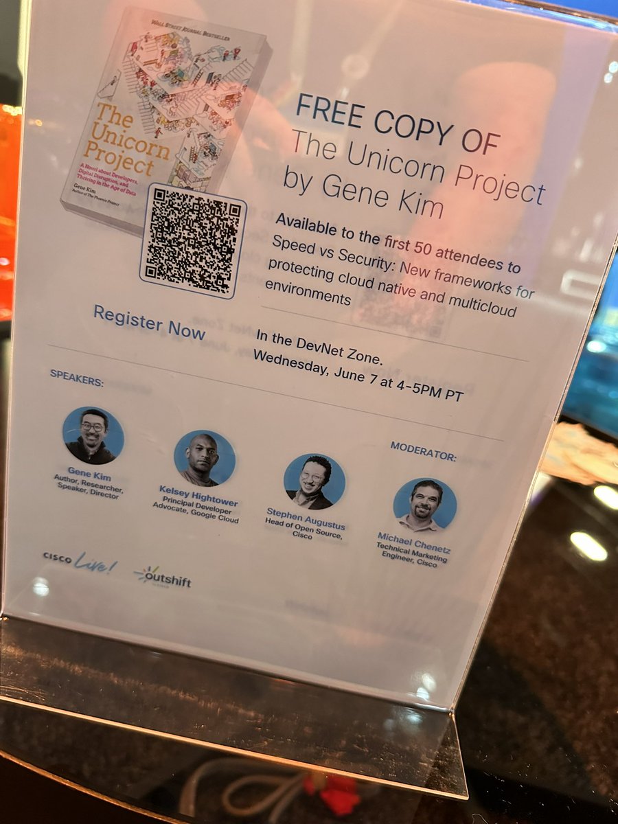Speaking of which, if you happen to be here at #CiscoLive, we are giving away some free copies of <a href="/RealGeneKim/">Gene Kim</a>’s book, #TheUnicornProject. Maybe we should grab a few extra so we can do some thing for the <a href="/CiscoDevNet/">Cisco DevNet</a> community that that couldn’t attend… hmmm