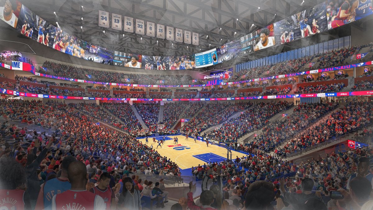 sixers_galaxy's tweet photo. The #Sixers released new architectural renderings of 76 Place — the $1.3 billion arena the team plans to build on Market Street by the year 2031.

(via Gensler and CBL Real Estate) https://t.co/gqCHC2yo86