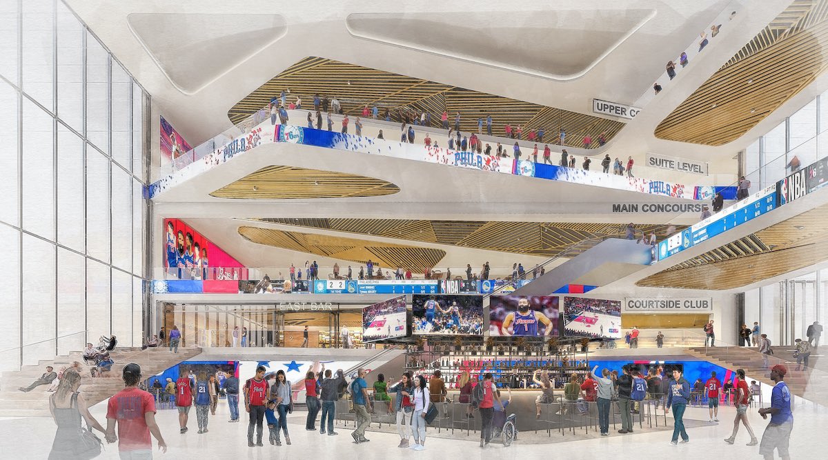 sixers_galaxy's tweet photo. The #Sixers released new architectural renderings of 76 Place — the $1.3 billion arena the team plans to build on Market Street by the year 2031.

(via Gensler and CBL Real Estate) https://t.co/gqCHC2yo86