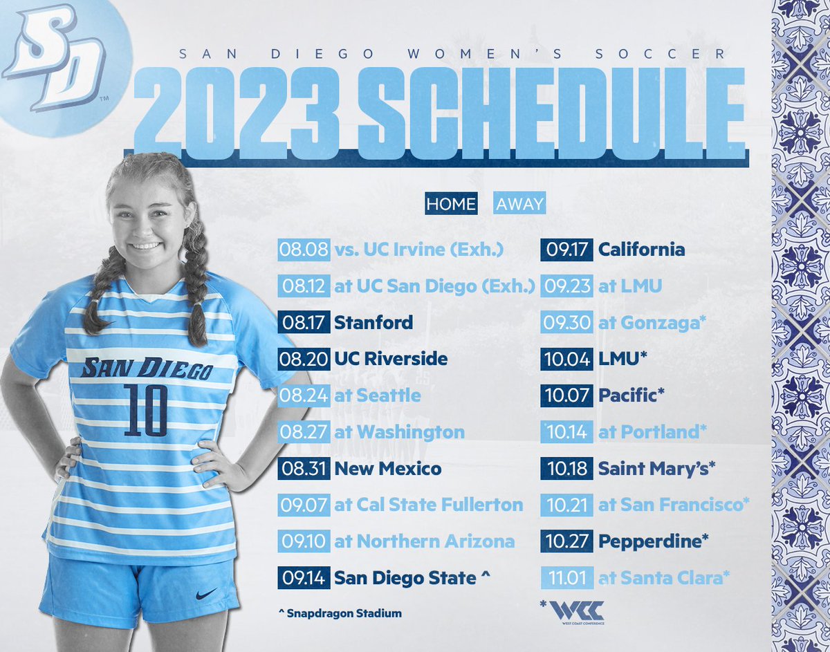USDwsoccer's tweet photo. The 2023 Season is Loading 🔋

Our schedule is officially here! Be sure to join us at Torero Stadium this season!

📰: https://t.co/Pms3ZdcNl8

#GoToreros https://t.co/lArvOHWvIv