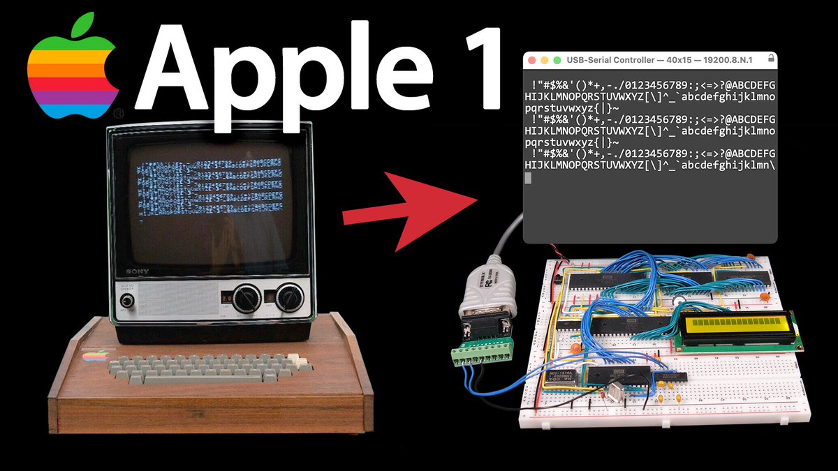 New video (a couple days ago)! Running the Apple 1 Wozmon software on a breadboard computer. youtu.be/HlLCtjJzHVI