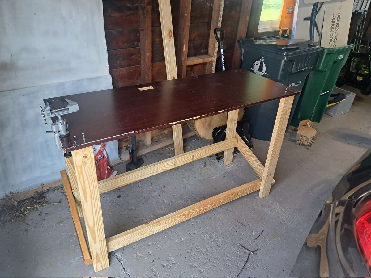XWolf07's tweet photo. It's jank as all get out, but I built it and it works as a workbench lol https://t.co/PVKu6X2D0e