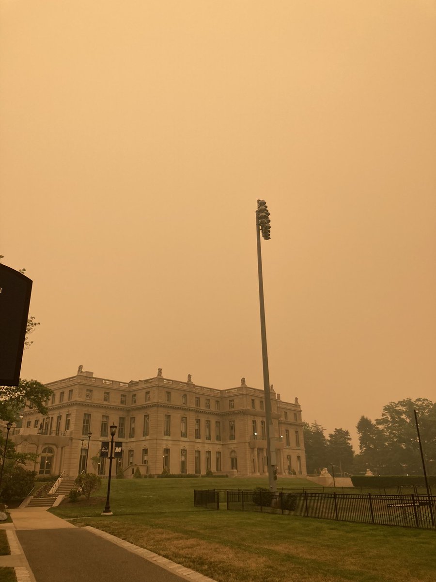 The Canadian wildfire smoke casts #MonmouthU’s Great Hall in a sepia tone