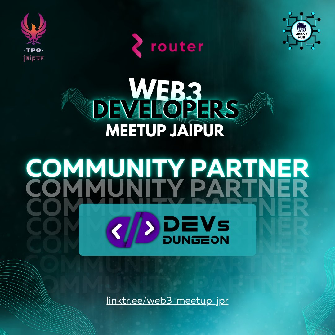 ✨Excited to onboard <a href="/devs_dungeon/">DEVs Dungeon</a> as community partner for Upcoming #Web3DevelopersMeetup Jaipur Edition✨

#Web3 #community #learning