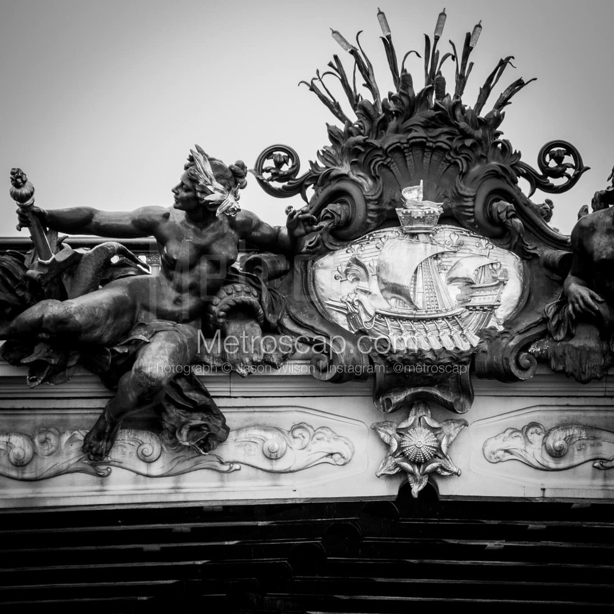 Paris images Black & White: The Pont Alexandre III Bridge in Paris #Paris #france #louvre #champselysees #arcdetriomphe #trocadero #notredame #seine #BlackWhite | metroscap.com/paris-architec…