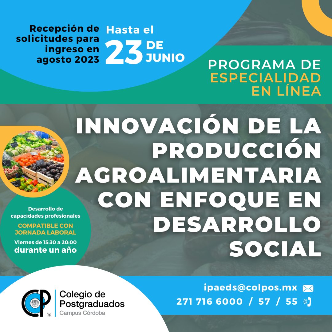 Colpos_Cordoba's tweet photo. Tienes dos semanas más para solicitar tu ingreso a nuestros programas de posgrado, ¡se amplió la convocatoria hasta el 23 de junio! Recuerda que puedes cumplir con el requisito de #EXANI y/o #TOEFL más adelante, presentándolos a más tardar antes de terminar el 2º cuatrimestre. https://t.co/nTPlfO7rhB