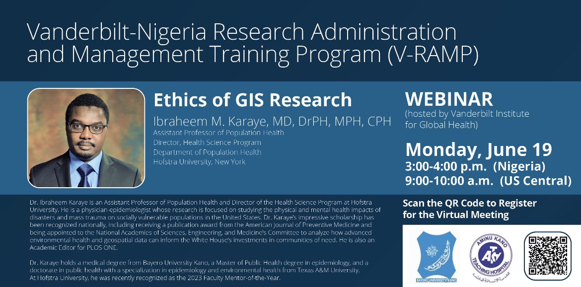 Please join us! V-RAMP Ethics Webinar. Monday, June 19, 2023, 9-10am US Central, 3-4pm Nigeria.