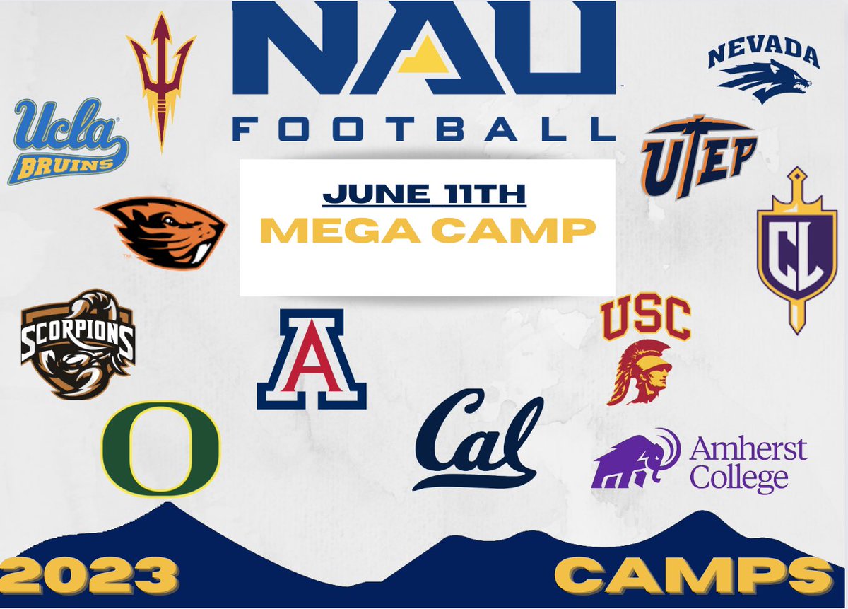 🚨JUNE 11th NAU MEGA CAMP🚨

✔️ The only FCS camp in the state of Arizona

✔️ The only camp in AZ that will have 
multiple Power 5 schools in attendance 

✔️ The only AZ camp with 70 degree weather 

Sign up below⬇️ 
chrisballfootballcamps.totalcamps.com/About%20Us