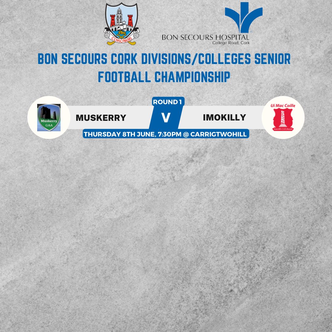 Cork GAA on Twitter "The Bon Secours Divisions/Colleges Senior Football Championship Round 1