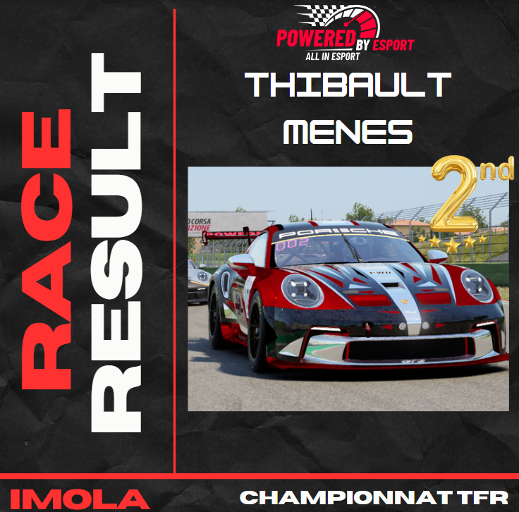 Superbe 2ème place au championnat TFR pour <a href="/ThibaultMe/">Thibault MENES</a> bravo à toi et merci de représenter l'équipe en haut de tableau !!💪👍🥈