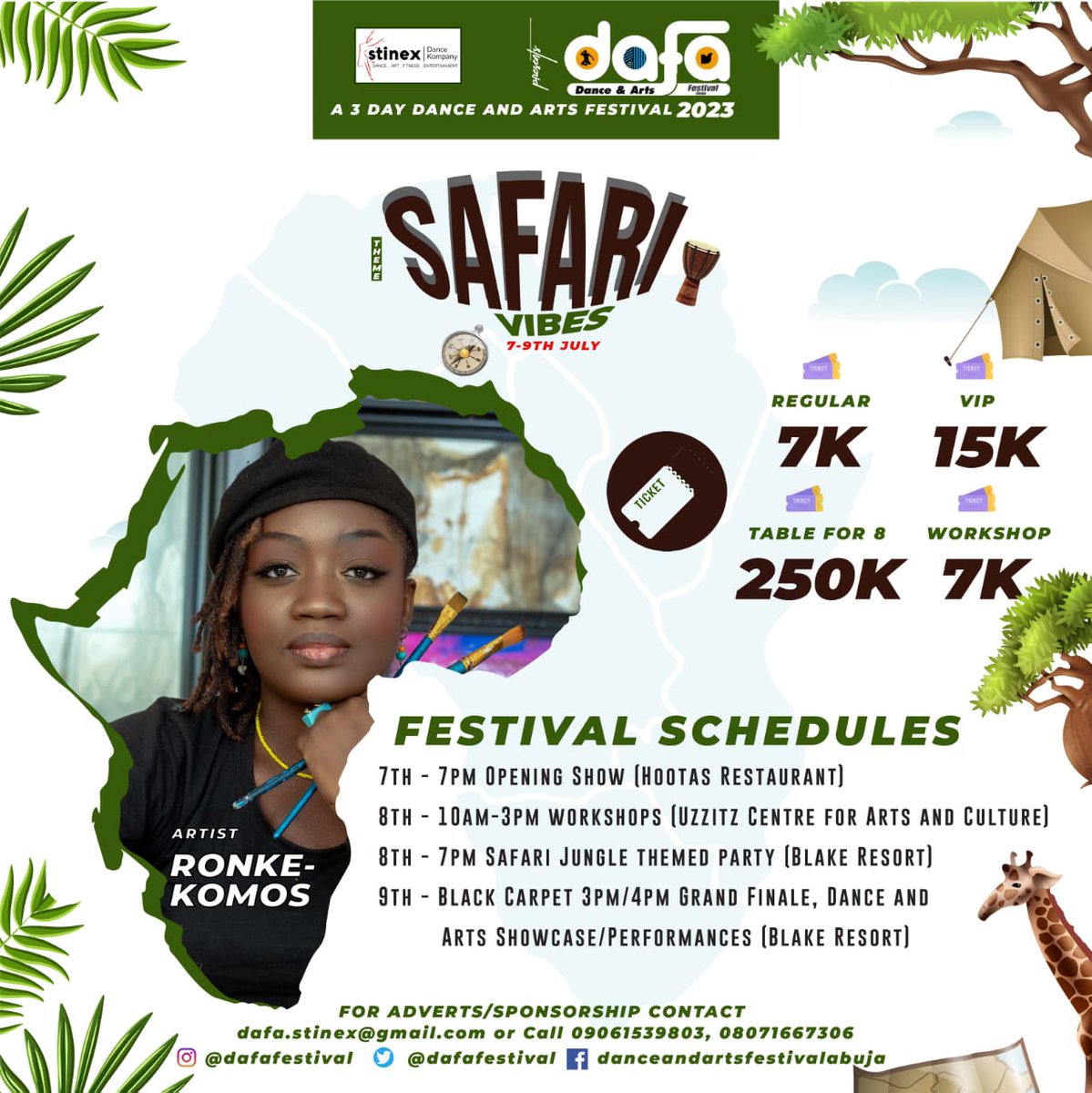 dafafestival's tweet image. Expect electrifying performance from these amazing artistes at DAFA2023
Get your ticket and don't miss a weekend filled with creativity and dance 
#AbujaTwitterCommunity #dafa