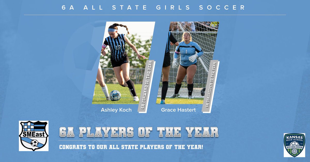 CONGRATS to Ashley and Grace on being recognized by the Coaches Association as Players of the Year for 6A!  Well done ladies! 👏💪⚽️