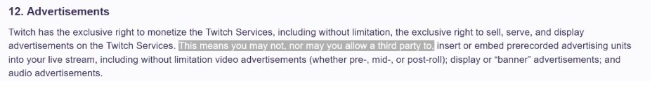 Twitch hasn't walked back forced platform exclusivity for all creators *and* their terms of service still stipulate that they are EXCLUSIVELY able to control all advertising on your live stream. This apology is smooth words hiding sharp intentions.