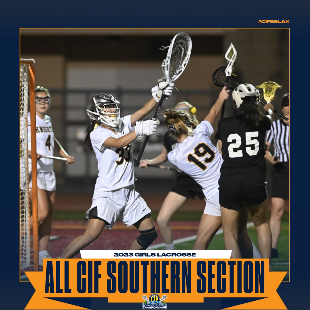 CIFSS's tweet photo. The 2023 Girls Lacrosse All CIF Southern Section teams have been selected! 🥍🤩
🔗 Click the link in our bio to see this year’s selections!
#CIFSSLAX https://t.co/RDc0OQcOOx