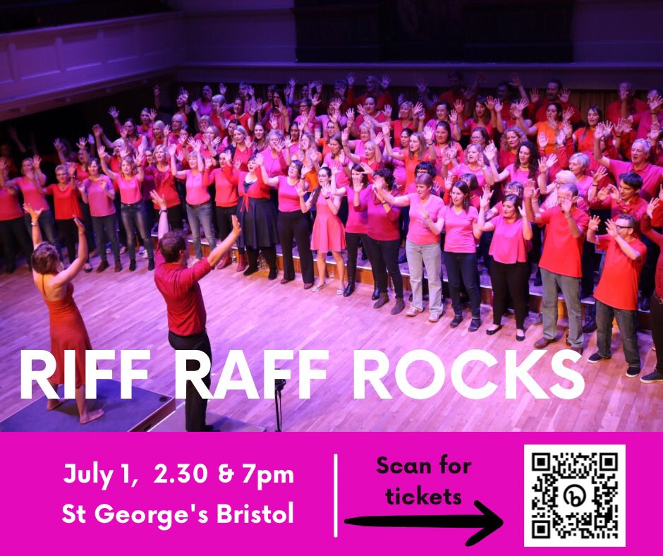Grab your ticket for Riff Raff Rocks <a href="/stgeorgesbris/">St George's Bristol</a> on July 1st
stgeorgesbristol.co.uk/whats-on/riff-…

We're singing at 2.30pm &amp; 7pm &amp; joined by Reduced Riff Raff &amp; <a href="/Raff_Pack/">The Raff Pack</a>. Both shows will be amazing, the only challenge you have is choosing which one to go to.