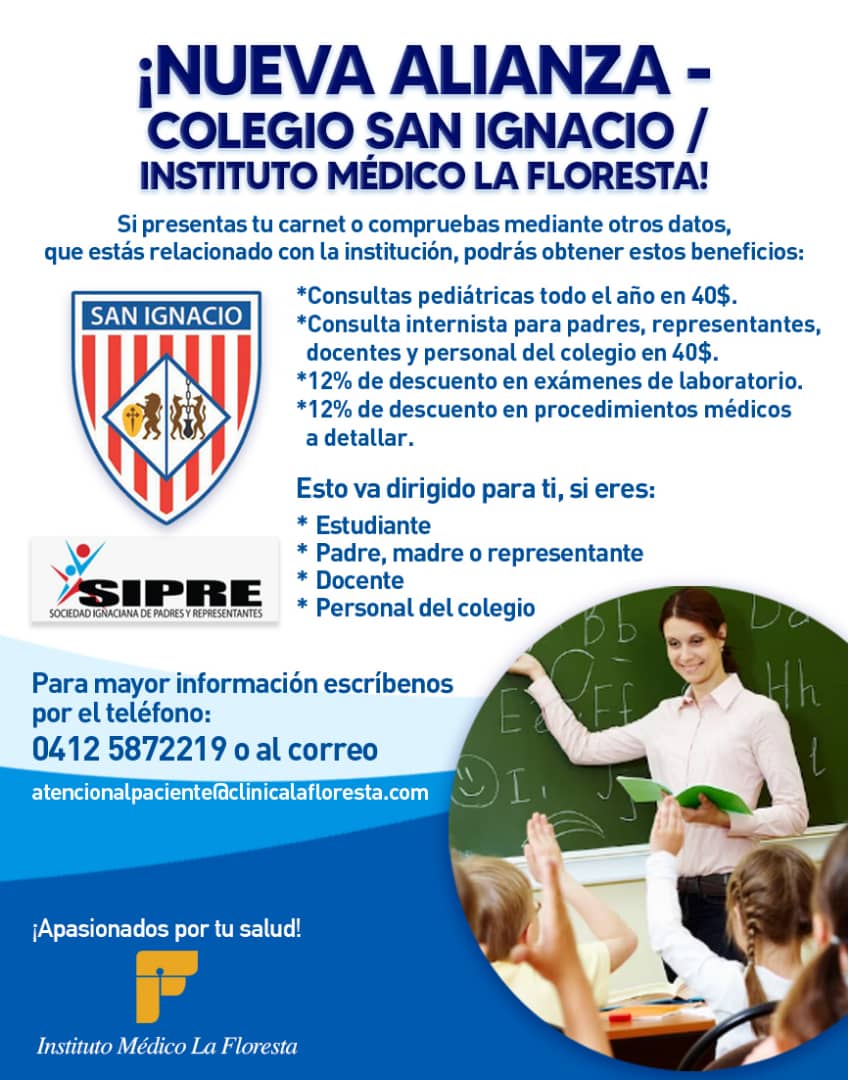 Les anunciamos 📣 que tenemos una Nueva Alianza 🤝🏻 con el Colegio San Ignacio: 

Con ella podrás obtener excelentes beneficios en materia de salud 👩🏻‍⚕️, si presentas tu carnet o compruebas mediante otros datos que estás relacionado con la institución ⬇️

instagram.com/p/CtNE5LFPIW-/…