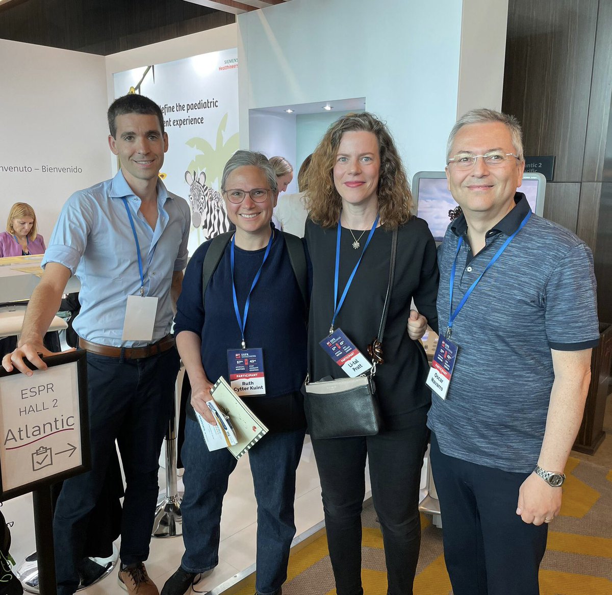 SKPedRadFellows's tweet photo. At #ESPR2023 with former SK fellows Drs Dan Halevy & Ruth Cytter-Kuint, both working in Jerusalem, Israel, and Li-tal Pratt, working in Tel Aviv, also in Israel https://t.co/z2OGEcFBsx