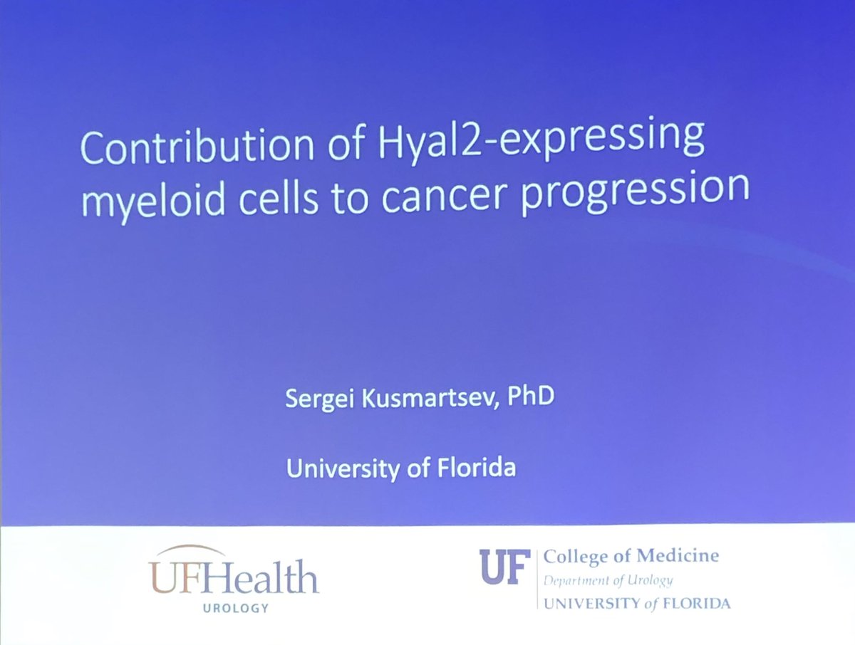 First talk for the session on HA in cancer Biology. Sergei Kusmartsev: Contribution of HYAL2 expressing myeloid cells in cancer progression. <a href="/ISHAS_org/">International Society for Hyaluronan Sciences</a>