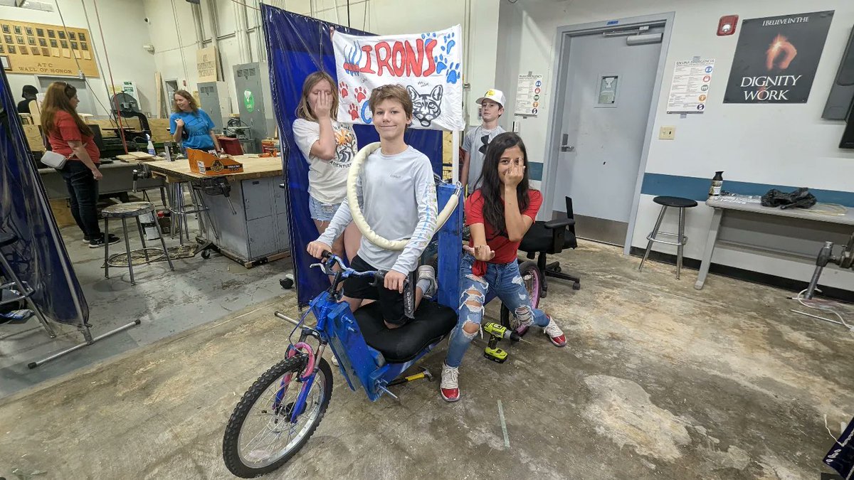 IronsCougars's tweet image. Our team worked hard today and got our self powered derby car finished! We will have it inspected in the morning and practice driving it on a track tomorrow! So proud of this group and all the hard work they have done this week! Go Cougars! #CyaL8R #2Fast4U #STEMChallenge23