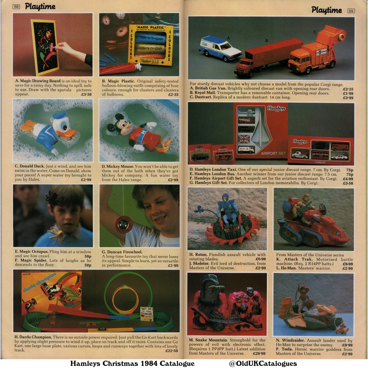 Vintage Hamleys Catalogue pages from Christmas 1984.