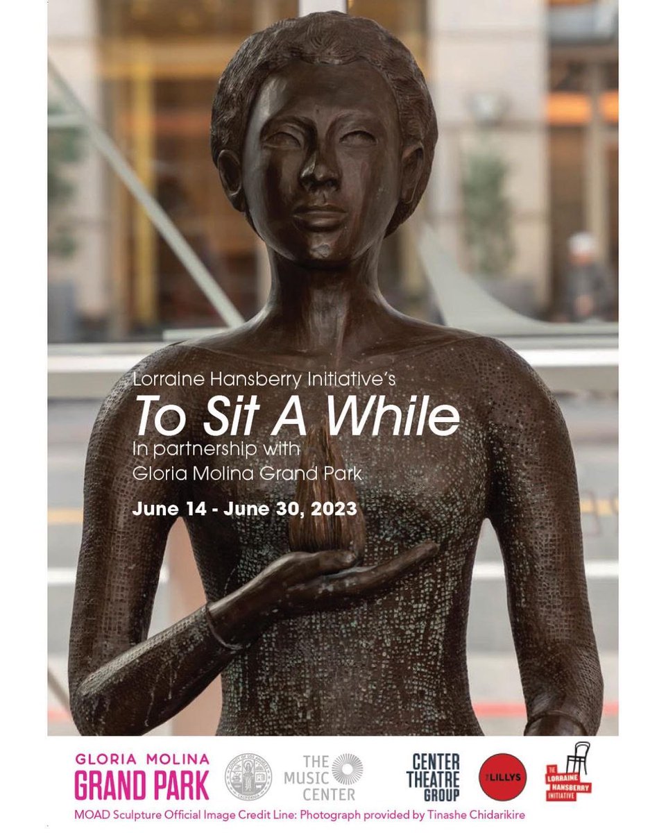 GrandPark_LA's tweet photo. This June,@CTGLA will host a series of workshops around the #lorrainehansberryinitiative sculpture 'To Sit A While' (Alison Saar, 2022) honoring #LorraineHansberry with workshops for all ages &amp; experience levels. Through movement, poetry, &amp; storytelling.#grandparkla #ctgcommunity https://t.co/HCcEFiXQ6f