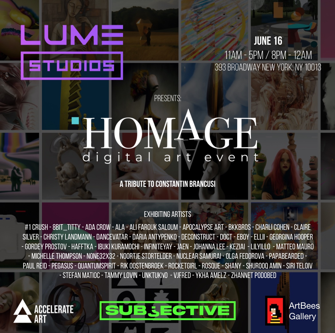 Next stop! 🥰

HOMAGE in NYC!!! 🗽

June 16 at Lume Studios 393 Broadway, NYC // 11AM-5PM.
Evening event 8PM-12AM