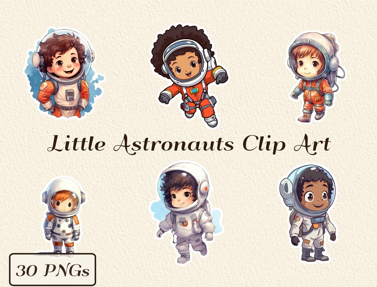 boutique_pixel's tweet photo. Excited to share the latest addition to my #etsy shop: Little Astronauts Clipart Collection - 30 Clip Art PNGs for Space-themed Creative Projects (+3 BONUS Seamless Patterns) https://t.co/kM1ssee9Fo #Stickers #CuteAstronauts https://t.co/BfLcXZbeEt