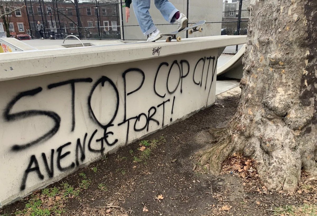 “Stop Cop City, Avenge Tort!” — anti-police militarization graffiti found around Atlanta, GA in 2023. 

The Atlanta City Council has ignored the voice of the people, asking for riots instead of democracy. https://t.co/NoqI06INqB