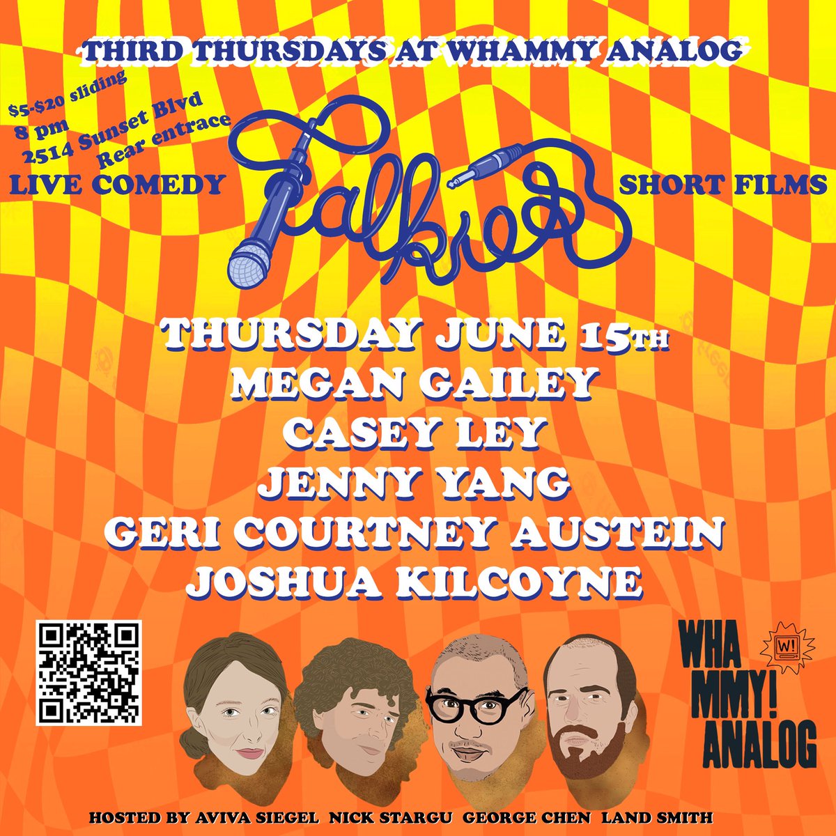 🍊NEXT THURS 6/15 8PM

👄Talkies is back at @whammyanalogmedia

This month we got: 

🧡Megan Gailey
🐅Casey Ley
🥕Jenny Yang
🍑Geri Courtney Austein
📙Joshua Kilcoyne

🧶Hosted by talkies crew Aviva Siegel, Land Smith, Nick Stargu, &amp; George Chen

🎃Ticket link in bio!