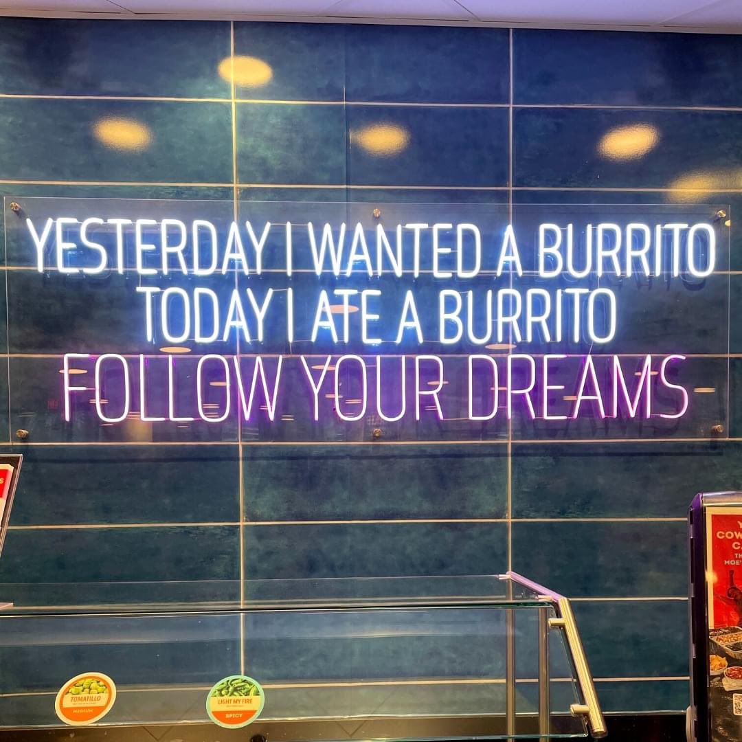 MoesHR's tweet image. Don’t ever give up on your dreams. Especially if those dreams are burrito related! 🙌