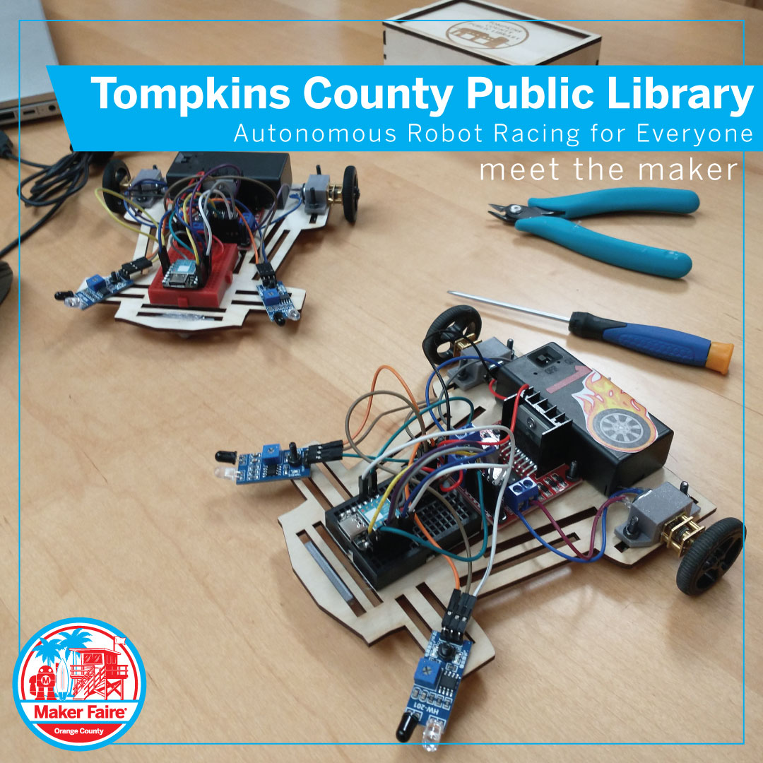 #MeettheMaker : @tcplny is coming all the way from NY to join us as MFOC 2023! They'll be offering a hands-on demo for participants to race a robot and learn how to make them too!

Check out their bio here: oc.makerfaire.com/maker/entry/94/

#makerfaire #makerfaireOC #robots #racing