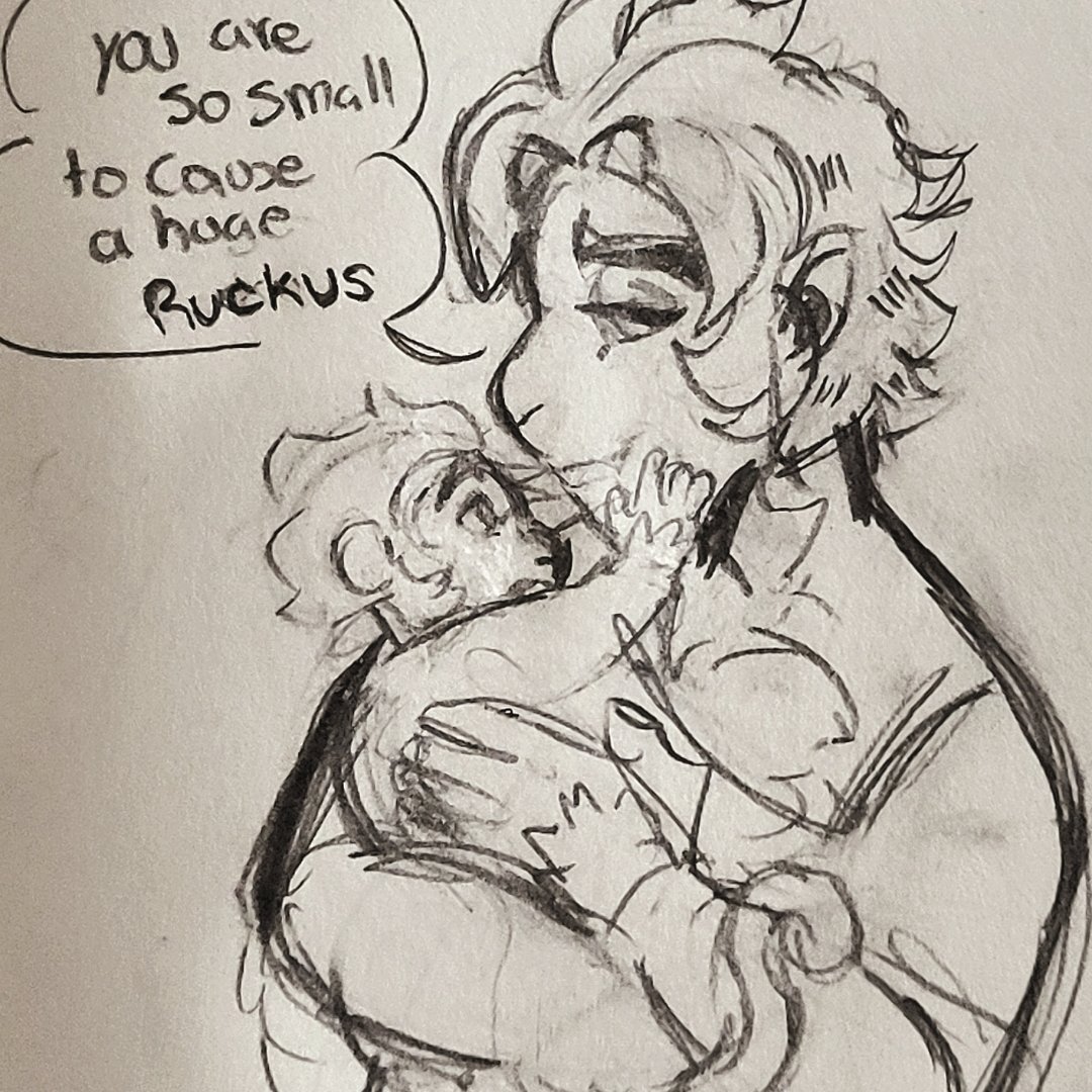Its taking me a hot minute to redesign swk's mom

But have this sketch of baby wukong and Huāmì