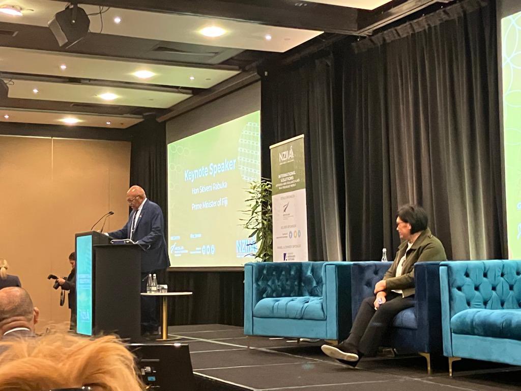 We are at the #NZIIA2023 conference and the day started with a message from Fijian PM Hon Rabuka @slrabuka sharing the stage with NZ Foreign Minister Hon @NanaiaMahuta  #NZIIA2023

Dr.Serena Kelly representing #diplo_EUNZ & #NCRE2021 ,@UCNZ @UCNZArts @esaanzofficial 

@MFATNZ