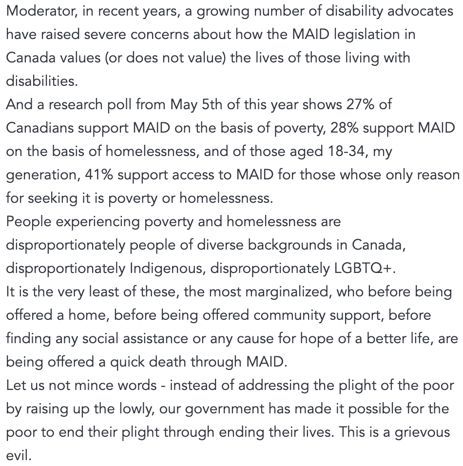 NicolasGWR's tweet photo. Those living with disability, or experiencing poverty and homelessness, are deserving of dignity, respect, and a greater hope than MAID.
I'm so grateful for the support of the General Assembly of the Presbyterian Church in Canada @PCConnect in passing my motion calling for this. https://t.co/g4u7rK3KFc