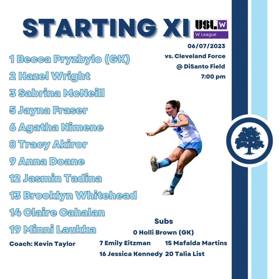 AFCAnnArbor's tweet photo. 🌳 𝐒𝐓𝐀𝐑𝐓𝐈𝐍𝐆 𝐗𝐈 🌳

We are about 3️⃣0️⃣ minutes away from kick off, and here are our 1️⃣1️⃣ players who will start our women's @USLWLeague action against Cleveland Force!

Link to the livestream can be found on our linktree in bio.

#COYMO | #ANNvCLE https://t.co/VIpa7bUHw2