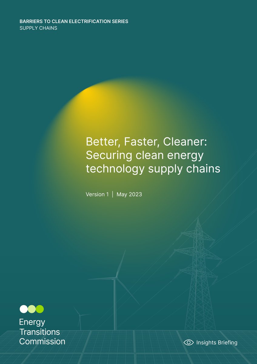 🚨Out now!🚨

New paper on #BetterFasterCleaner supply chains.

There are no fundamental global barriers to scaling #CleanSupplyChains over the medium to long-term, in order to meet growing demand for key inputs from the #energytransition.

Read it here: bit.ly/3BSKoqs