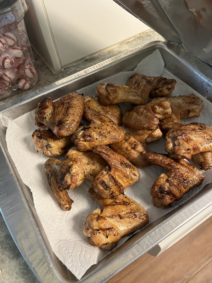 Chicken Wings on the Traeger and homemade peach cobbler