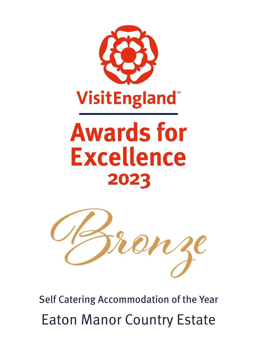 Wow, we won the Bronze award. Third in the country for self catering! This is such an amazing achievement for all of us at Eaton Manor and thanks to all our wonderful team for making it possible!  #VEAwards2023