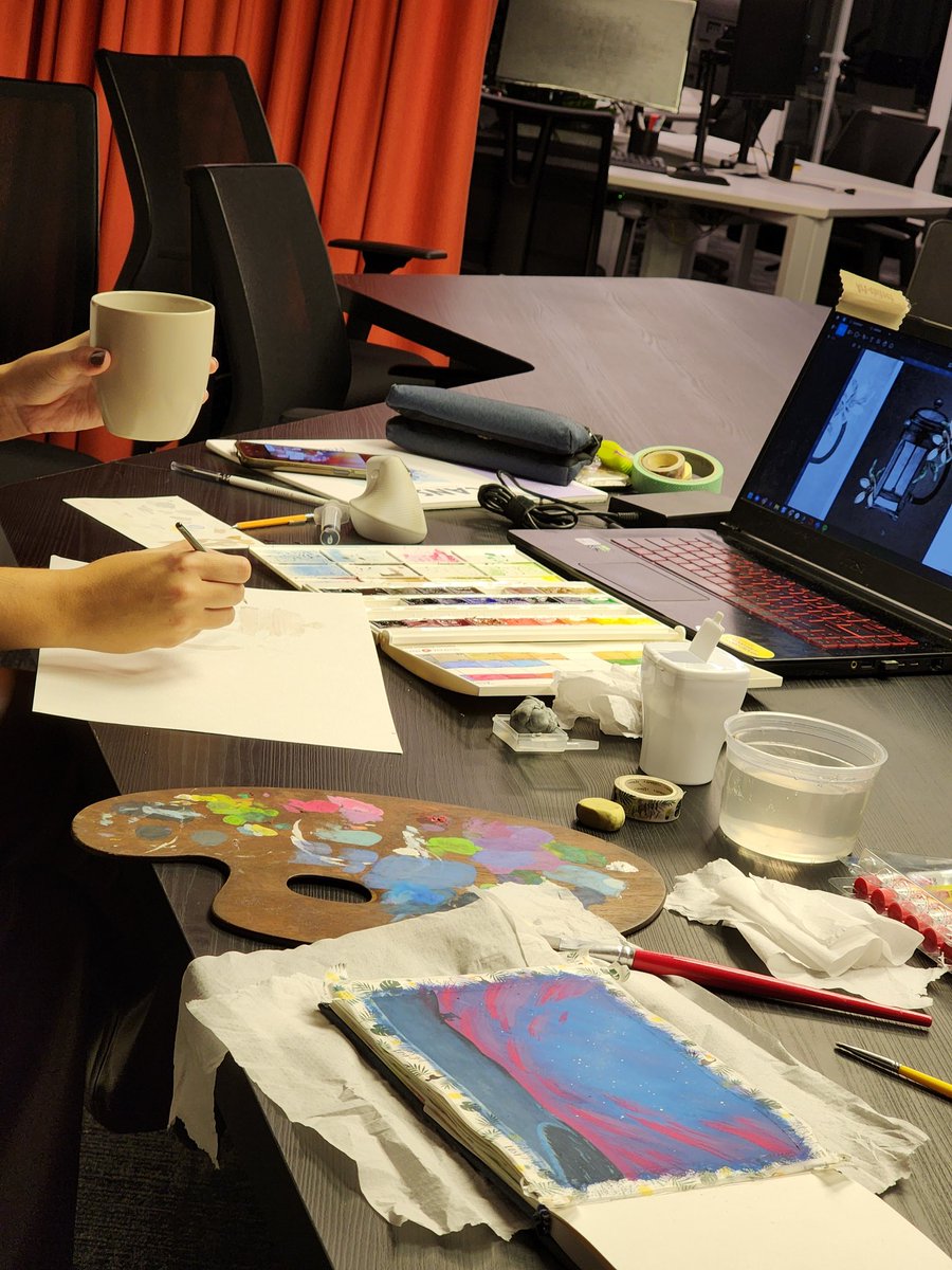 Messy after office painting session with my personal BIM Guru <a href="/agusaboy/">Agus/Tina Aboy 💯</a> at <a href="/lifeatslantis/">/slantis</a> and of course, always fueled by #caffeine