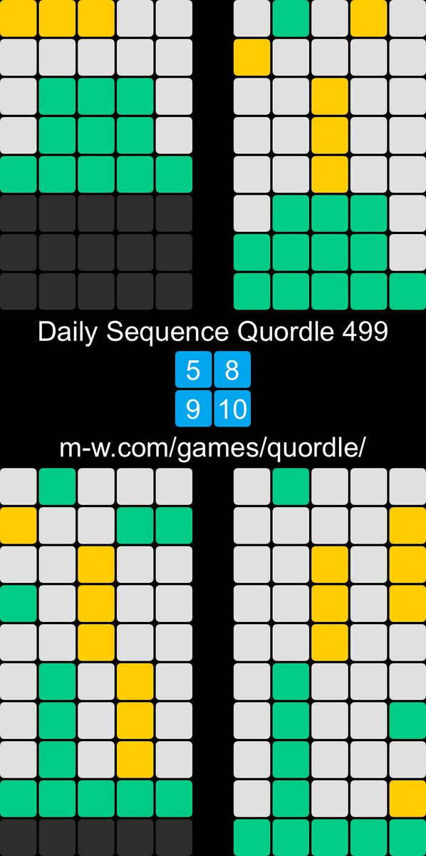 Daily Sequence Quordle 499
5️⃣8️⃣
9️⃣🔟

#dailysequencequordle