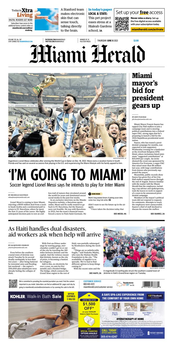 The Front Pages on Twitter "Thursday's Miami Herald news 